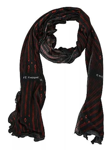 Costume National Black Red Viscose Foulard Branded Men's Scarf (view 1)
