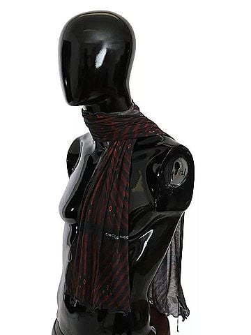 Costume National Black Red Viscose Foulard Branded Men's Scarf (view 2)