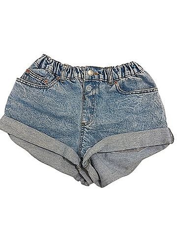 ASOS Blue Denim High-Waist Rolled Hem Shorts Denim Shorts (view 1)