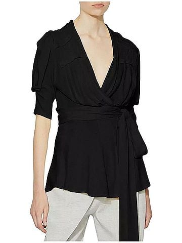Proenza Schouler Matte Jersey Short Sleeve Wrap Top Short Sleeve T-Shirt (view 1)