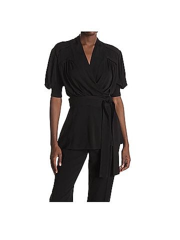 Proenza Schouler Matte Jersey Short Sleeve Wrap Top Short Sleeve T-Shirt (view 2)