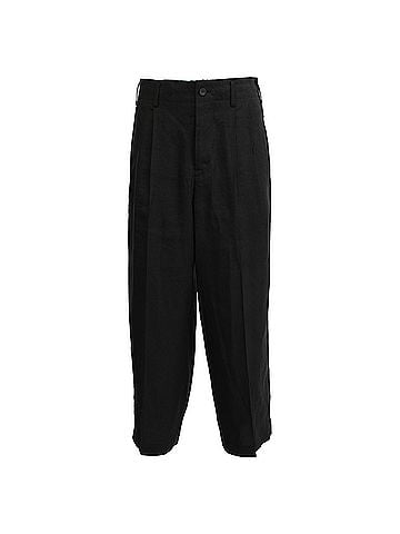 Yohji Yamamoto Yohji Yamamoto Pleated Wide-Leg Trousers in Black Cupro (view 1)