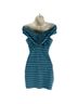 Privacy Please Stripes Teal White Cocktail Dress Size S - photo 2
