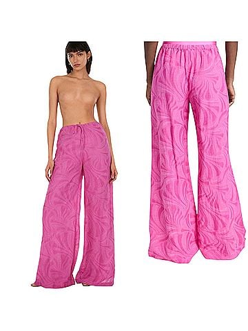 Alexis Hot Pink Printed Wide Leg Pants Casual Pants (view 1)