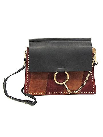 Chloé Chloé Faye Medium Women's Leather,Suede Shoulder Bag Black,Brown,Red Brown (view 1)