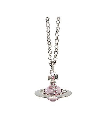 Vivienne Westwood Vivienne Westwood Orb Large Metal,Rhinestone Rhinestone Women's Pendant Necklace (Silver,Pink) (view 1)