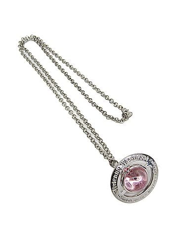 Vivienne Westwood Vivienne Westwood Orb Large Metal,Rhinestone Rhinestone Women's Pendant Necklace (Silver,Pink) (view 2)