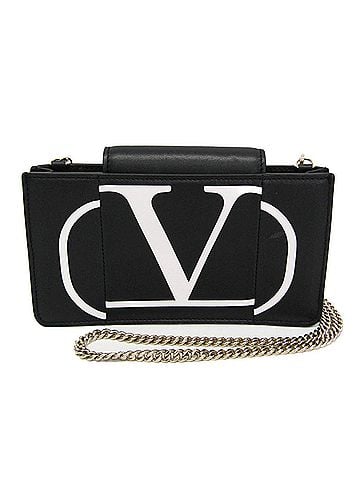 Valentino Garavani Valentino Garavani V Logo Chain Shoulder Mini Bag Phone Pouch Men,Women Leather Pouch,Shoulder Bag Black (view 1)