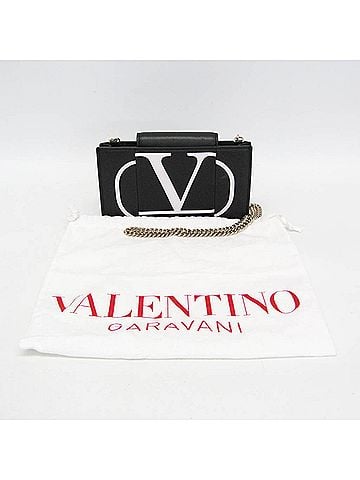 Valentino Garavani Valentino Garavani V Logo Chain Shoulder Mini Bag Phone Pouch Men,Women Leather Pouch,Shoulder Bag Black (view 2)