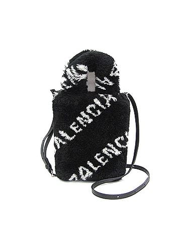 Balenciaga Balenciaga Everyday Phone Holder 596564 Women's Leather,Faux Fur Handbag,Shoulder Bag Black,White (view 1)