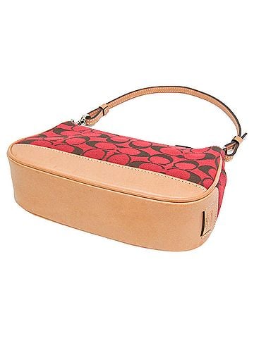 Coach Coach Signature Accessory Pouch 6094 Women's Canvas,Leather Handbag Light Beige,Red Color (view 2)