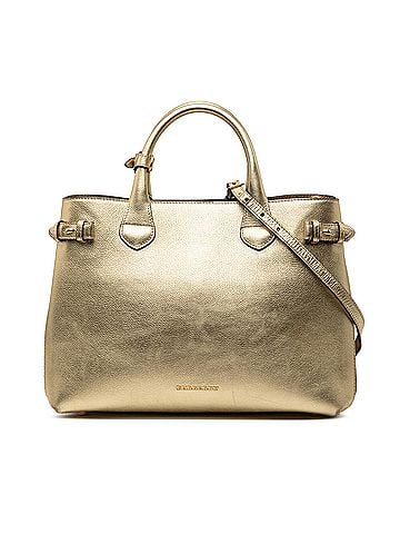 Burberry Medium Metallic Leather and House Check Banner Satchel (view 1)