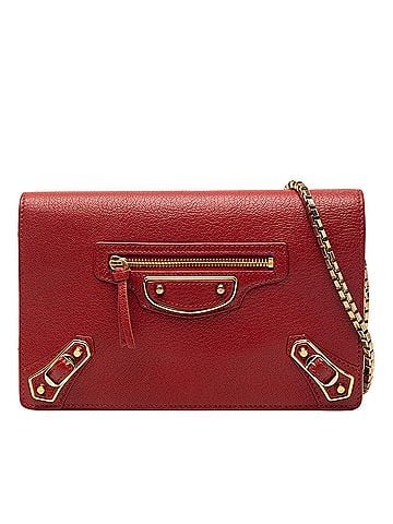 Balenciaga Goatskin Motocross Metallic Edge Wallet on Chain (view 1)