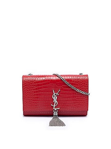 Saint Laurent Medium Croc Embossed Leather Kate Tassel Crossbody (view 1)