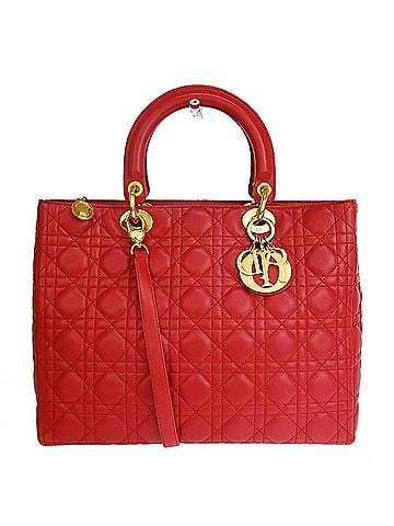 Dior Vintage Lady Dior Bag Cannage Quilt Lambskin Red Leather Bag (view 1)