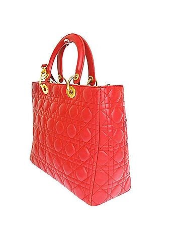 Dior Vintage Lady Dior Bag Cannage Quilt Lambskin Red Leather Bag (view 2)