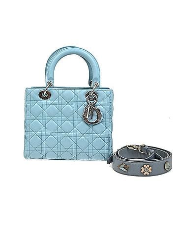 Dior Lady Dior Bag Leather Blue Leather Bag (view 1)