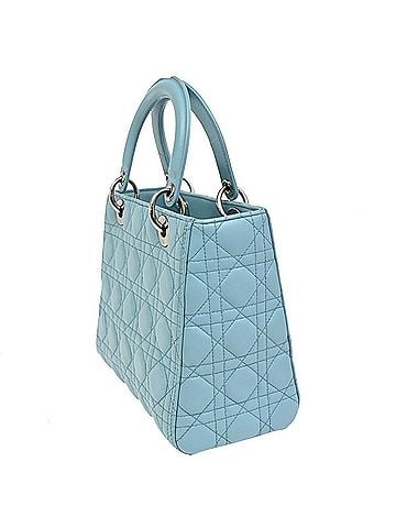 Dior Lady Dior Bag Leather Blue Leather Bag (view 2)