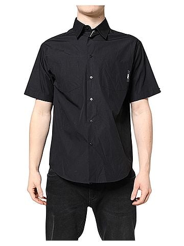 MSGM Black Printed Short Sleeves Collared Men Casual Men's Shirt (view 1)