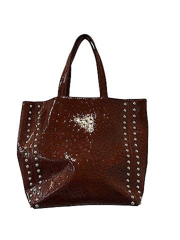 Big Buddha Brown Studded Leather Tote Leather Belt (view 1)