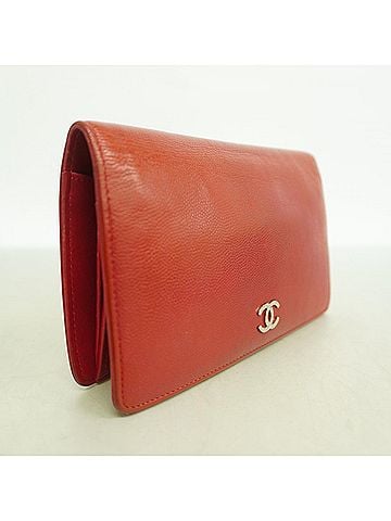 Chanel Chanel Long Wallet, Caviar Leather, Red, Women's (view 2)