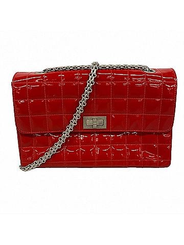 Chanel Chanel Shoulder Bag 2.55 Chocolate Bar Double Chain Patent Leather Red Women's (view 1)