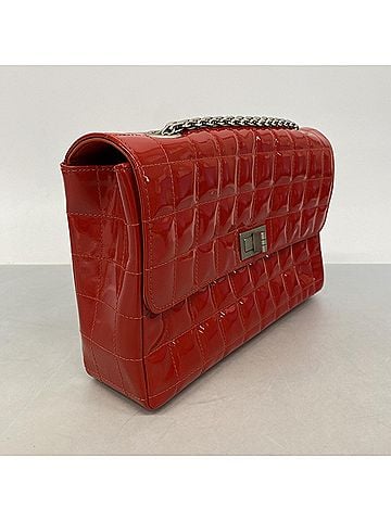 Chanel Chanel Shoulder Bag 2.55 Chocolate Bar Double Chain Patent Leather Red Women's (view 2)