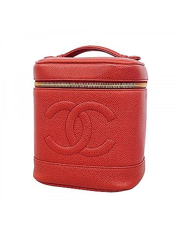 Chanel Chanel handbag/vanity bag, caviar leather, red, women's. (view 1)