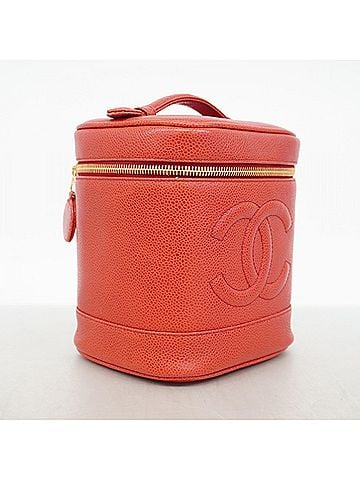Chanel Chanel handbag/vanity bag, caviar leather, red, women's. (view 2)