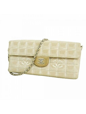 Chanel Chanel New Travel Chain Shoulder Bag, Nylon, Beige, Women's (view 1)