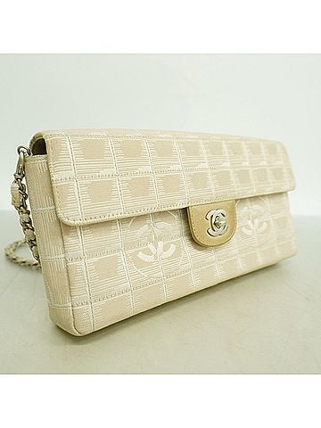Chanel Chanel New Travel Chain Shoulder Bag, Nylon, Beige, Women's (view 2)