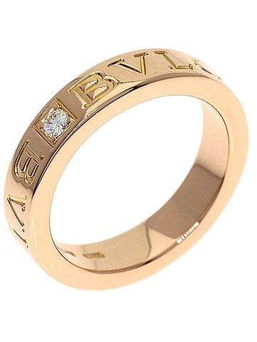 Bvlgari BVLGARI Double Logo Diamond Ring, 18K Pink Gold, Women's (view 2)