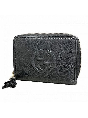 Gucci Gucci Soho Wallet/Coin Case 598209 Leather Black Champagne Men's/Women's (view 1)
