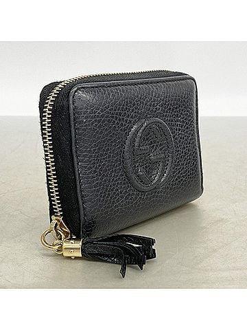 Gucci Gucci Soho Wallet/Coin Case 598209 Leather Black Champagne Men's/Women's (view 2)