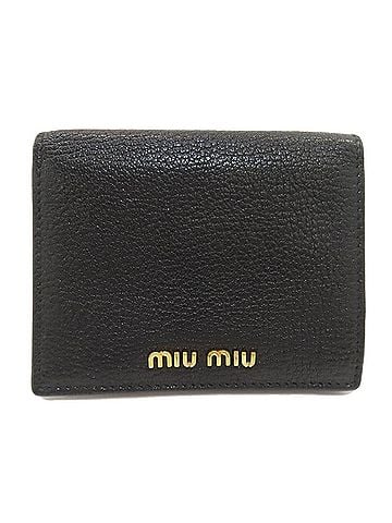 Miu Miu Miu Miu Miu Logo Bi-fold Leather Wallet for Women (view 1)