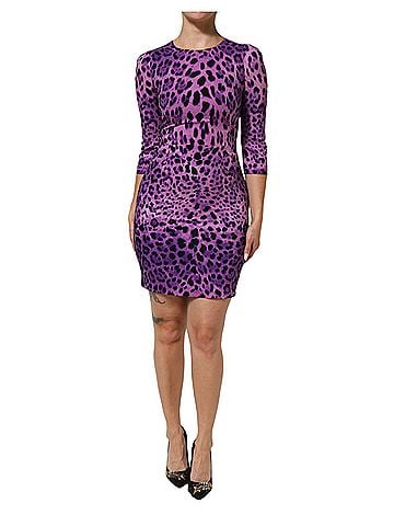 Dolce & Gabbana Basic Violet Leopard Sheath Bodycon Mini Women's Dress (view 1)