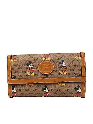 Gucci Gucci x Disney Mini GG Supreme Mickey Mouse Continental Wallet Long 602530 Brown Leather Women's GUCCI (view 1)