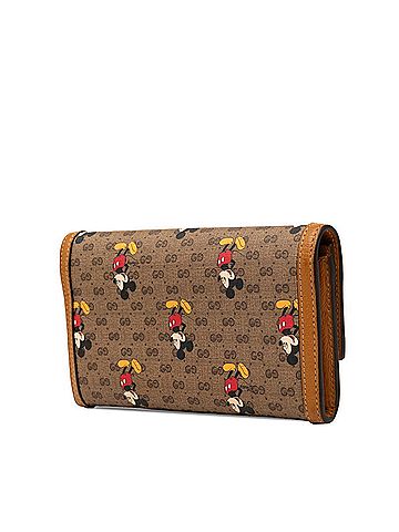 Gucci Gucci x Disney Mini GG Supreme Mickey Mouse Continental Wallet Long 602530 Brown Leather Women's GUCCI (view 2)