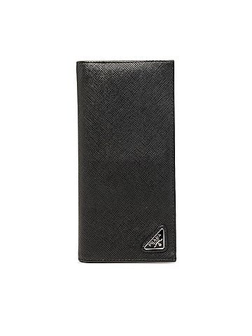 Prada Prada Triangle Logo Plate Long Wallet, Black Sapphire Leather, Women's PRADA (view 1)