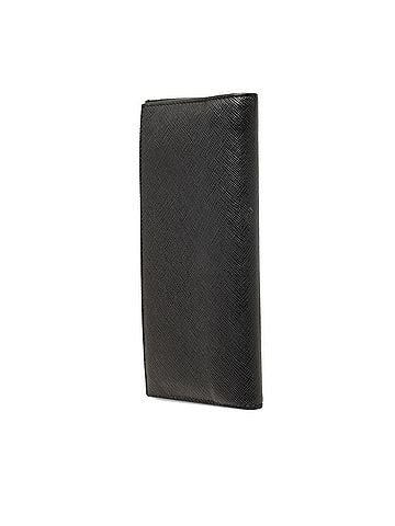 Prada Prada Triangle Logo Plate Long Wallet, Black Sapphire Leather, Women's PRADA (view 2)