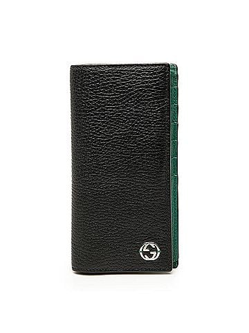 Gucci Gucci Interlocking G Bicolor Long Wallet 610467 Black Green Leather Men's GUCCI (view 1)