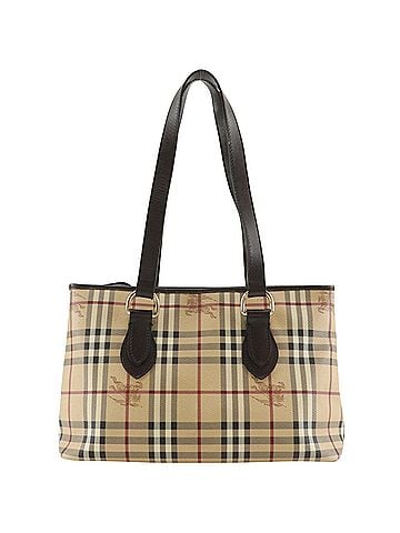 Burberry Burberry Haymarket Check Tote Bag, Nova PVC, Beige, A5 size, Women's. (view 1)