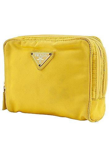 Prada Prada pouch, nylon, yellow, unisex. (view 2)