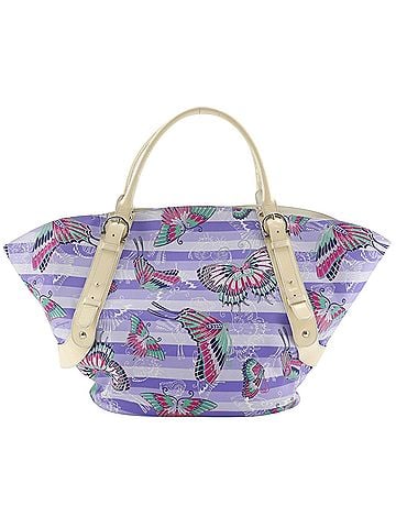Salvatore Ferragamo Salvatore Ferragamo Butterfly Pattern Tote Bag, Gancini AU-21/6411, Nylon, Purple, A4 Size, Magnetic Closure, Women's (view 1)