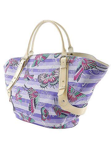 Salvatore Ferragamo Salvatore Ferragamo Butterfly Pattern Tote Bag, Gancini AU-21/6411, Nylon, Purple, A4 Size, Magnetic Closure, Women's (view 2)
