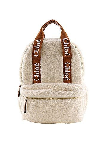 Chloé Chloé Chloe Boa Backpack/Daypack with Logo, Cotton, Off-White, A4 Size, Women's (view 1)