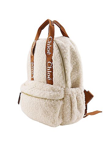 Chloé Chloé Chloe Boa Backpack/Daypack with Logo, Cotton, Off-White, A4 Size, Women's (view 2)