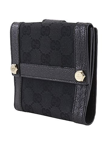 Gucci Gucci bi-fold wallet, 154117 GG canvas, black, snap button closure, unisex. (view 2)