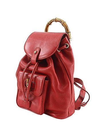 Gucci Gucci Bamboo Backpack/Daypack Mini Backpack 003.3444.0030 Leather Red Flap Women's (view 2)