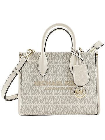 Michael Kors Michael Kors Mirela Small Handbag/Shoulder Bag (2-Way) Signature Pattern, 35F2G7ZC5B, PVC, White, 2-Way, Women's (view 1)